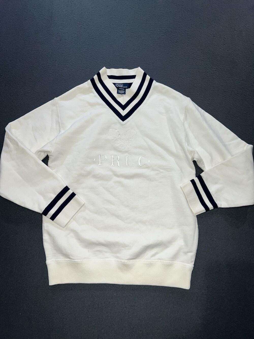 Polo Ralph Lauren Cotton Preppy V -Neck Tennis Sweater sz 12/14 A010333